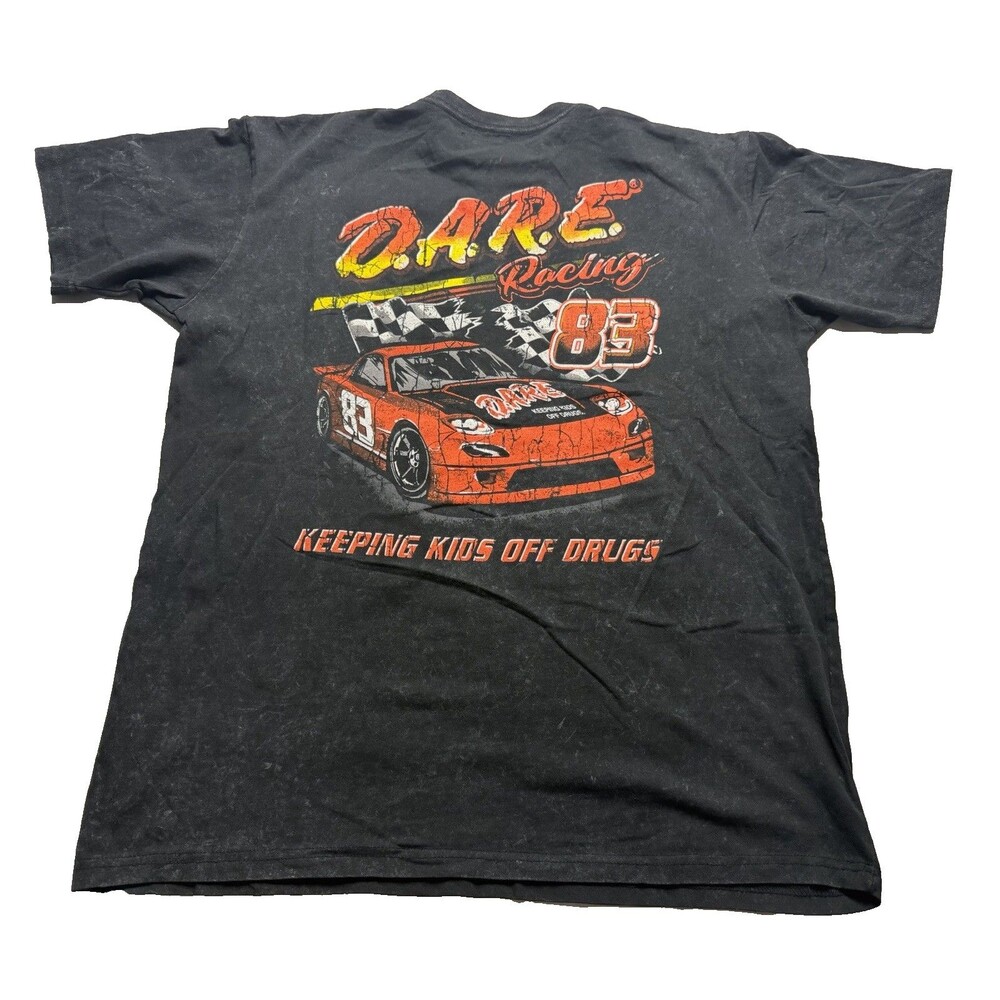 DARE Keeping Kids Off Drugs DARE Racing 83 NASCAR Acid Wash SS Shirt Sz XL D01
